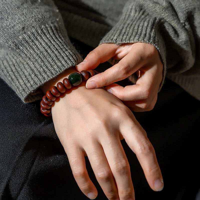 Purple Bodhi Seed & Hetian Jade Wisdom Bracelet 12mm