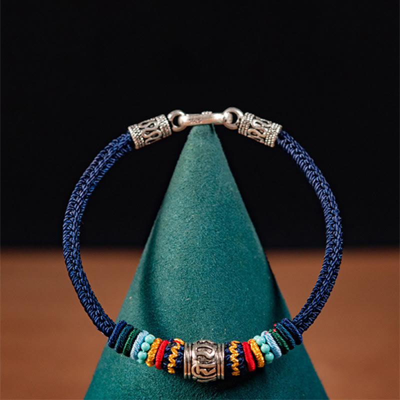 Om Mani Padme Hum Silver Bracelet | Tibetan Purity Braided