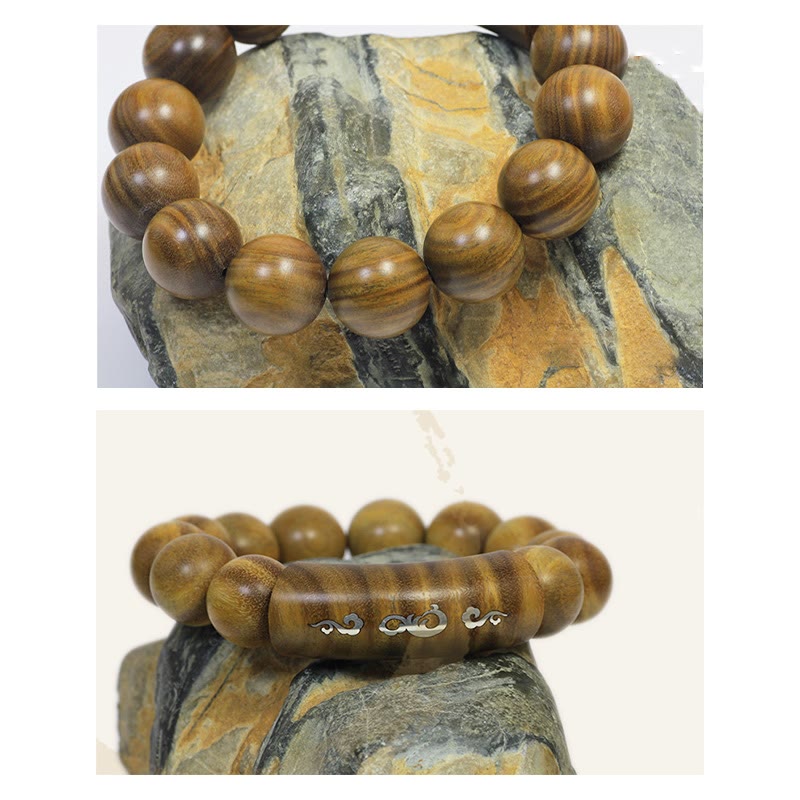 8mm Green Sandalwood Om Mani Padme Hum Peace Bracelet