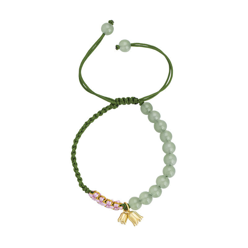 Lily of the Valley Jade Luck Bracelet | Prosperity & Protection