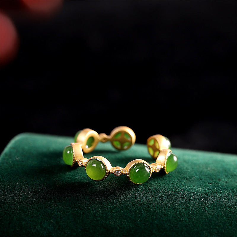 Adjustable Cyan Jade Healing Ring for Calm & Harmony