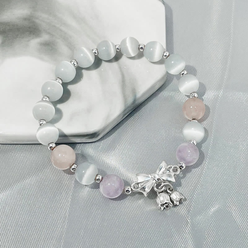8mm Cat's Eye & Lavender Amethyst Amethyst Bracelet