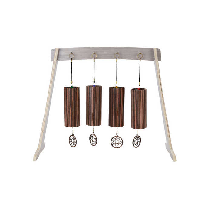 Four wooden chimes in a white frame from Elemental Wind Chimes 4pc Set