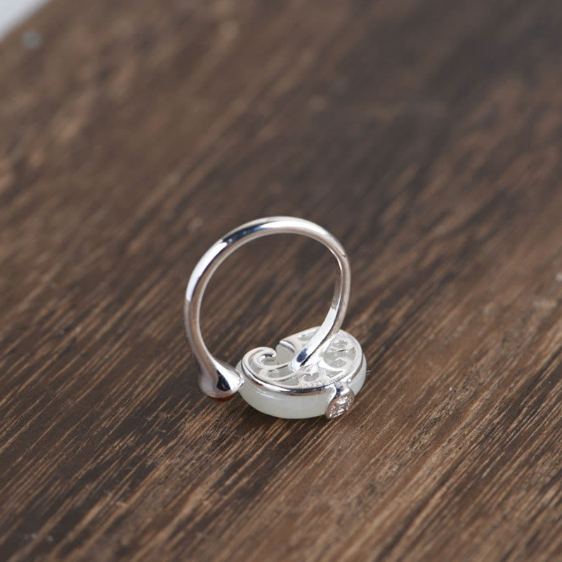 Elephant Hetian Jade 925 Silver Abundance Jewelry Set