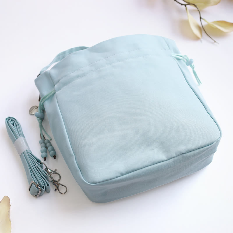 Embroidered Cotton Linen Tote Bag With Wisteria Flowers