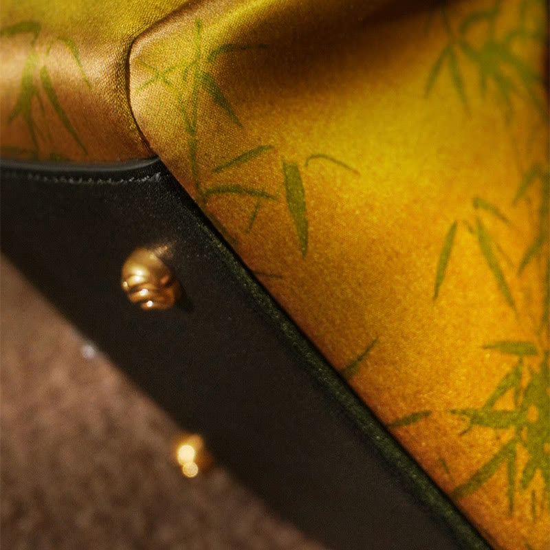 Embroidered Xiangyunsha Silk Shoulder Bag with Bamboo & Plum Flowers