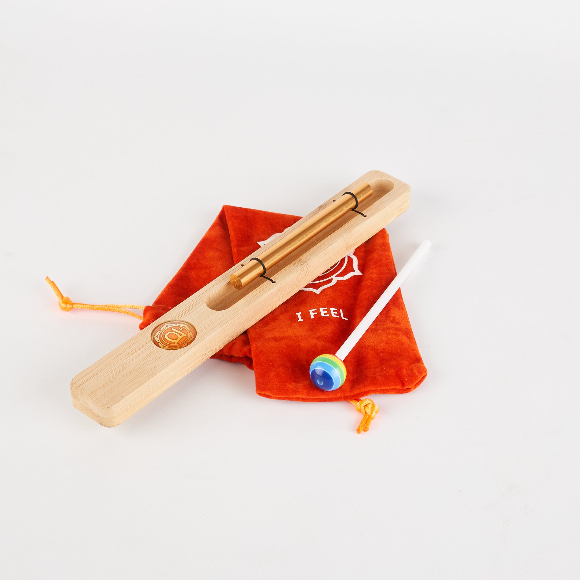 Wooden Kendama toy with red pouch for Energy Bar Chimes Chakra Meditation