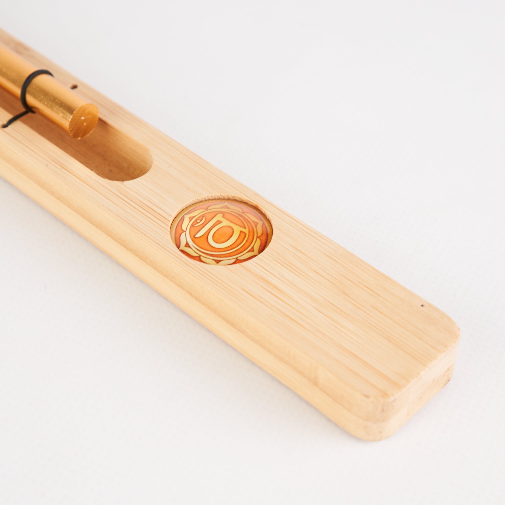 Wooden pencil case with decorative circular design inlay for Energy Bar Chimes