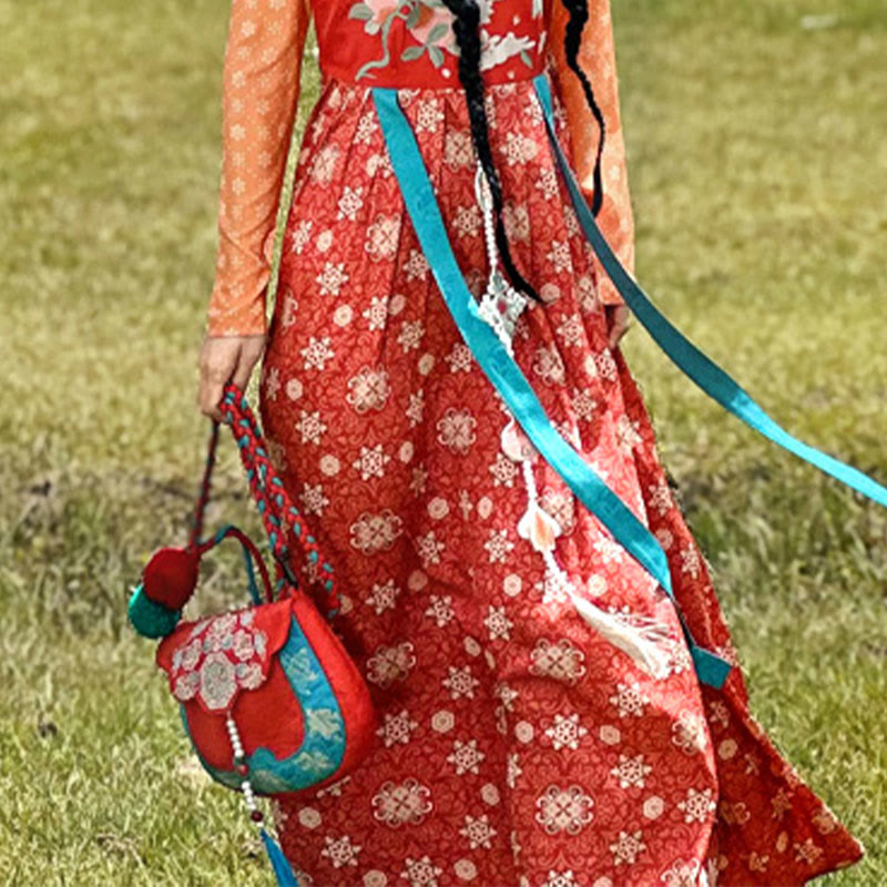 Ethnic Su Embroidery Crossbody Bag 20x21cm for Yoga