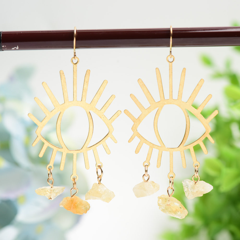 Eye Shape Crystal Healing Earrings with Natural Stones