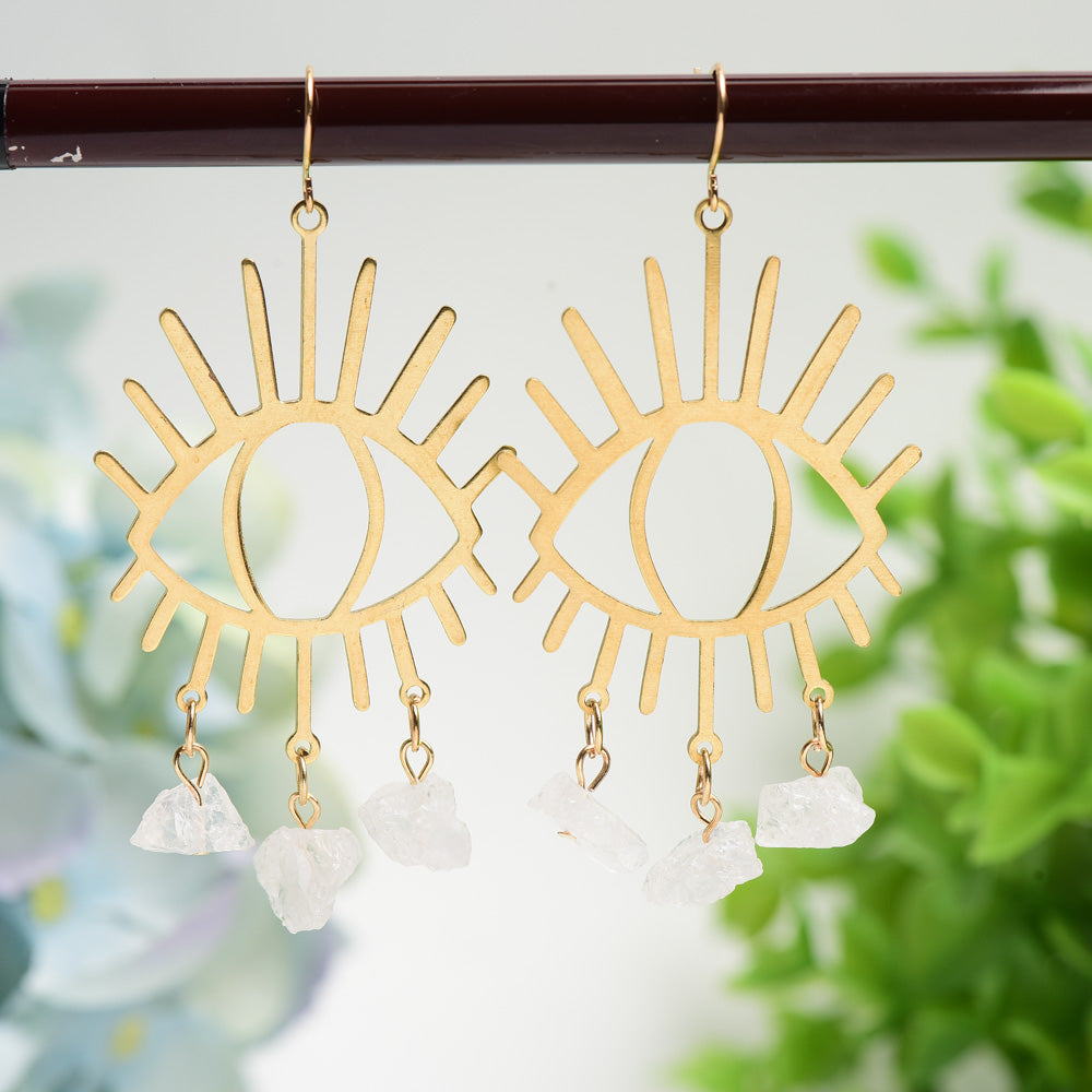 Eye Shape Crystal Healing Earrings with Natural Stones