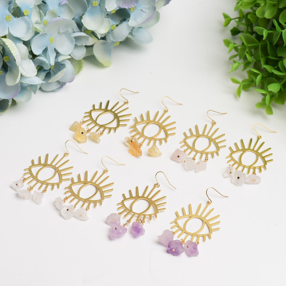 Eye Shape Crystal Healing Earrings with Natural Stones
