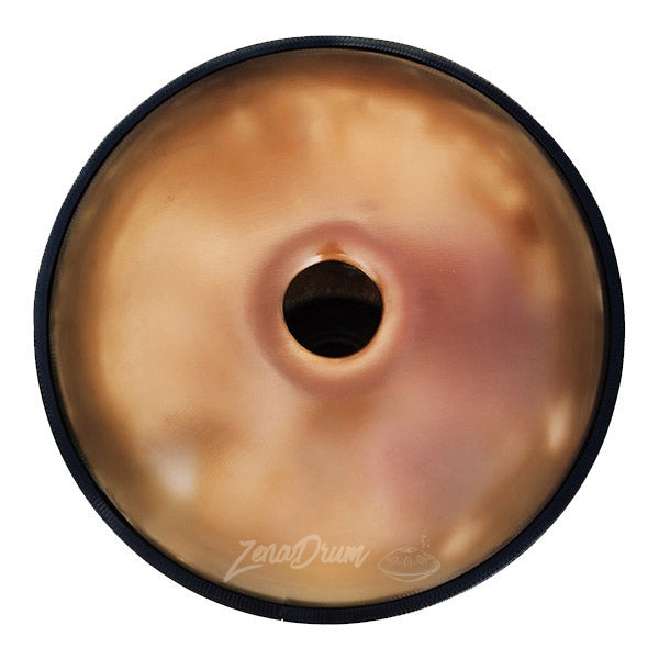 Glazed donut with a circular hole in the center on F Major Handpan Drum product page