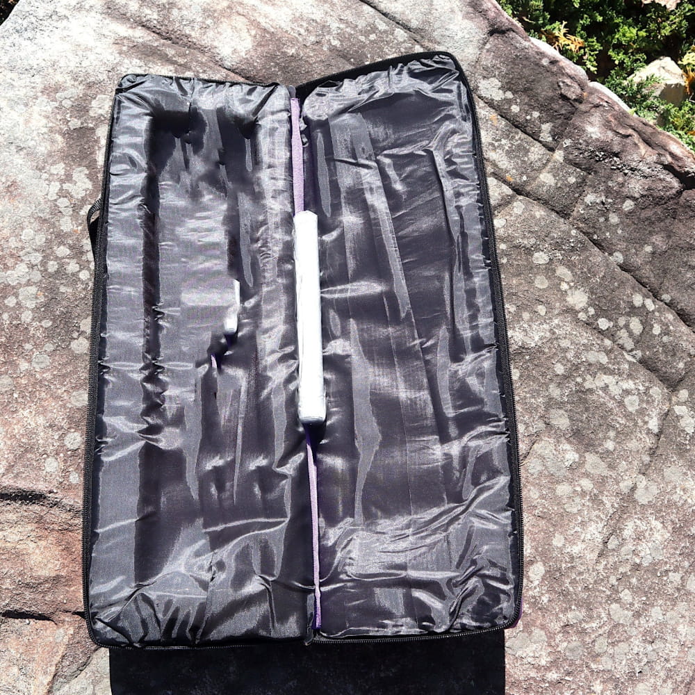 Black nylon garment bag with zipper, perfect for F-Note 432 Hz tuning fork storage