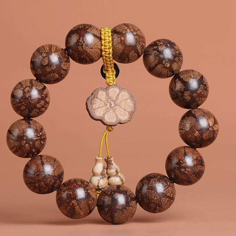 15mm Plum Blossom Wood Inner Peace Bracelet