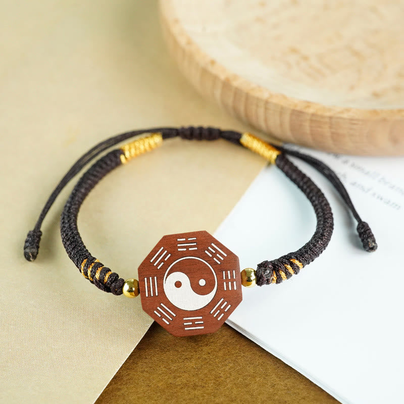 Small Leaf Red Sandalwood Yin Yang Protection Bracelet