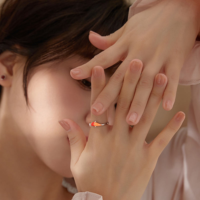 Adjustable Copper Koi Fish Ring | Balance & Luck Jewelry