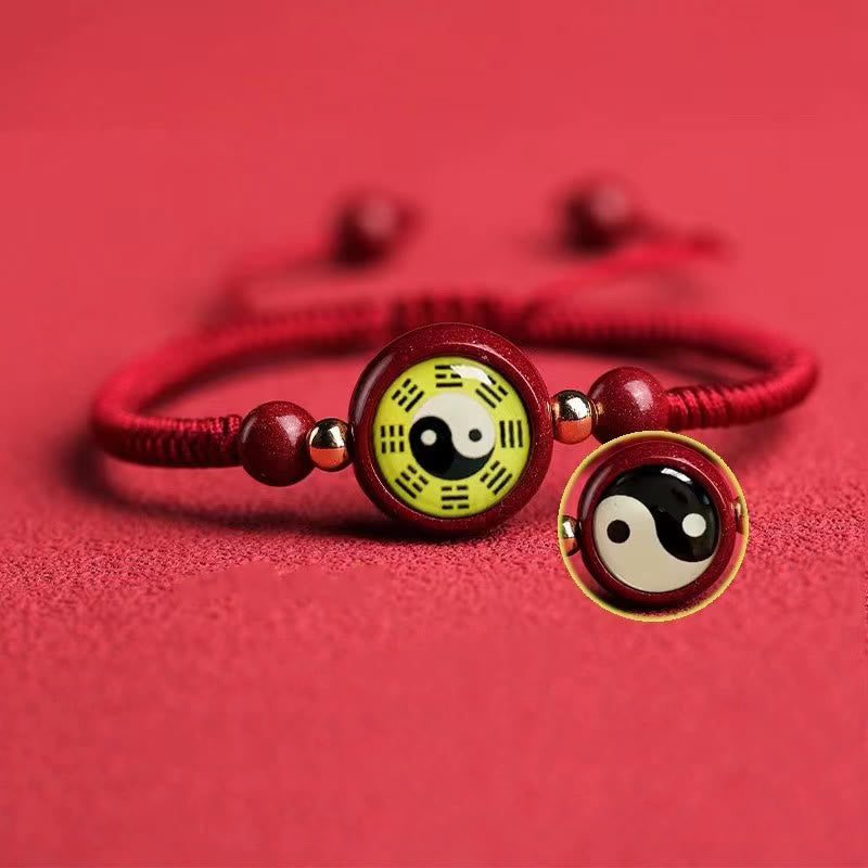 Cinnabar Red String Yin Yang Bracelet for Luck & Balance