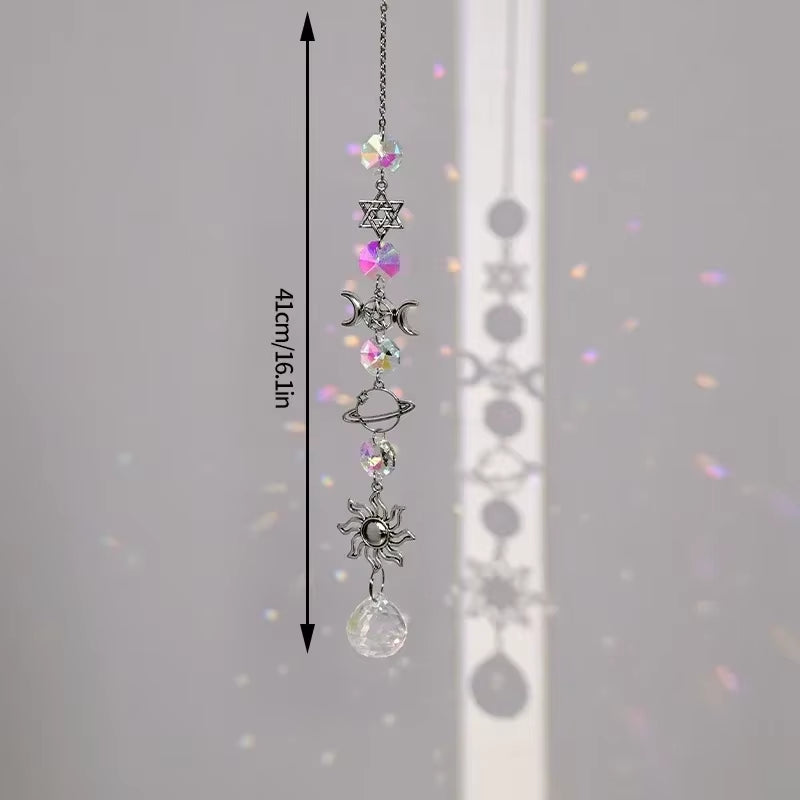 Crystal Suncatcher Outdoor Wind Chime Hanging Crystal Angel Butterfly Pendants Garden Tree Decor Window Drop Bell Hanging Decor