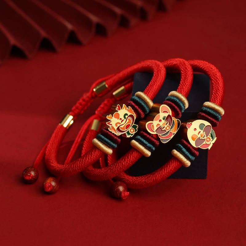 925 Sterling Silver Chinese Zodiac Red Bracelet for Luck