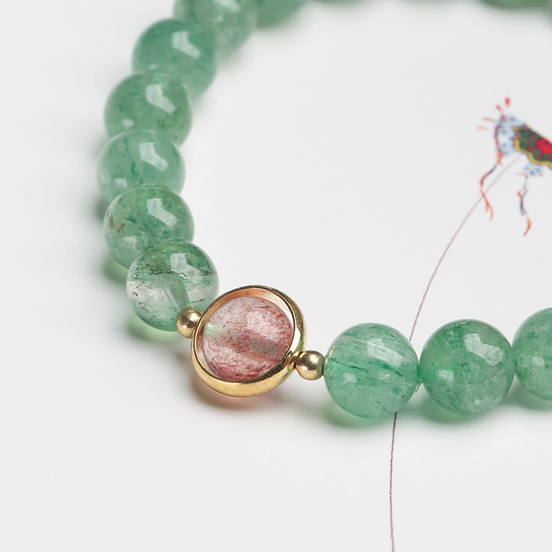 7.5mm Green Strawberry Quartz Soothing Beaded Bracelet