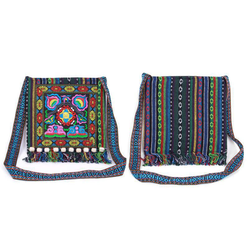 Canvas Camellia Crossbody Bag | Handmade Embroidered Shoulder Bag