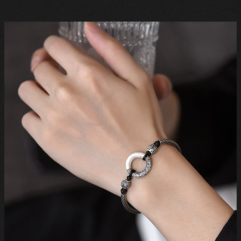 Peace Buckle 999 Sterling Silver Spiritual Bracelet for Fortune
