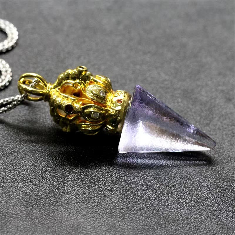 Liuli Crystal Dorje Vajra Spiritual Strength Necklace