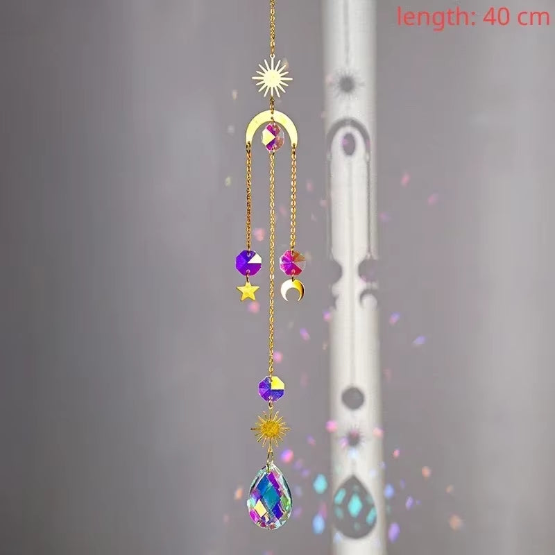 Crystal Suncatcher Outdoor Wind Chime Hanging Crystal Angel Butterfly Pendants Garden Tree Decor Window Drop Bell Hanging Decor