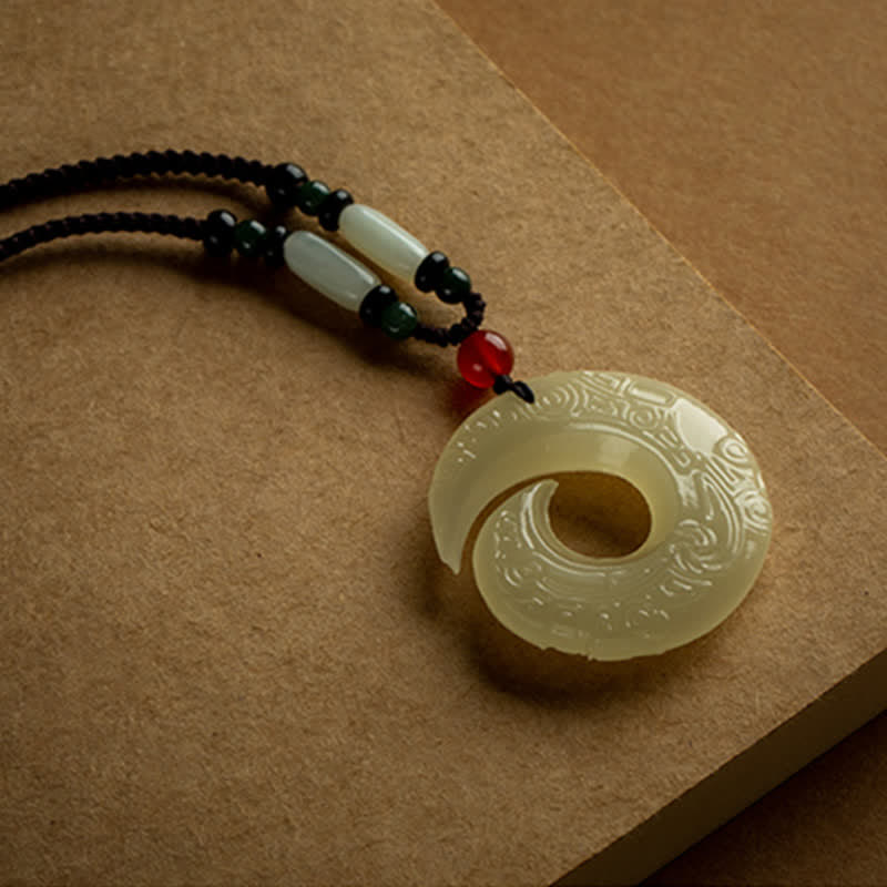 Jade Peace Buckle Necklace for Luck & Prosperity Pendant