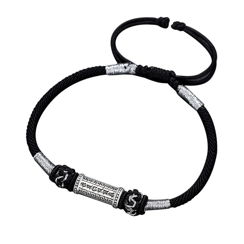 Om Mani Padme Hum 925 Silver Braided Rope Bracelet