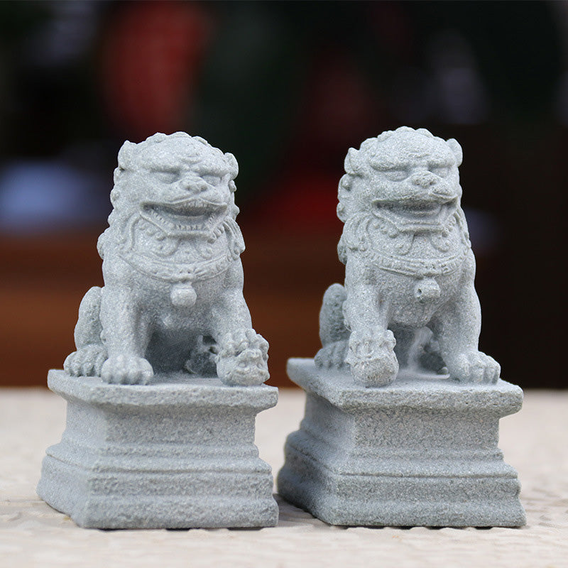 Fu Dogs Elephant Turtle Spiritual Statues Set for Home Blessings