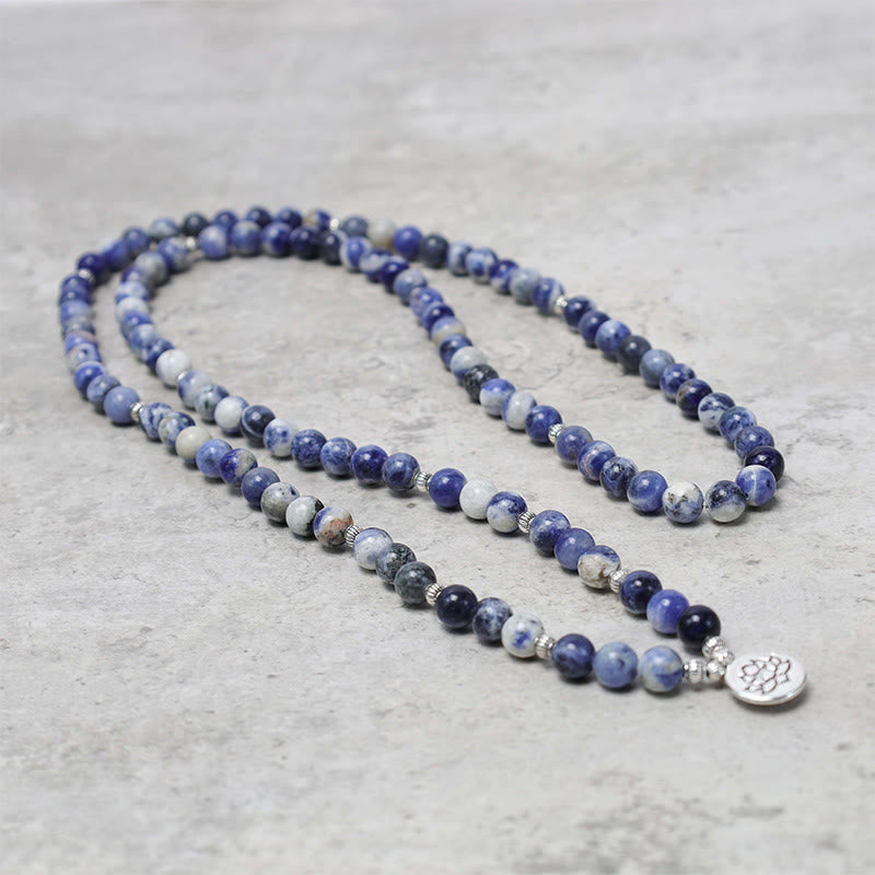6mm Blue Aventurine Lotus Peace Necklace & Bracelet