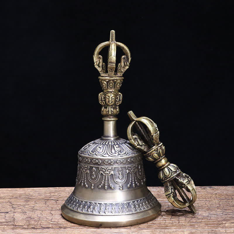 Copper Tibetan Bell and Vajra Meditation Set - Small