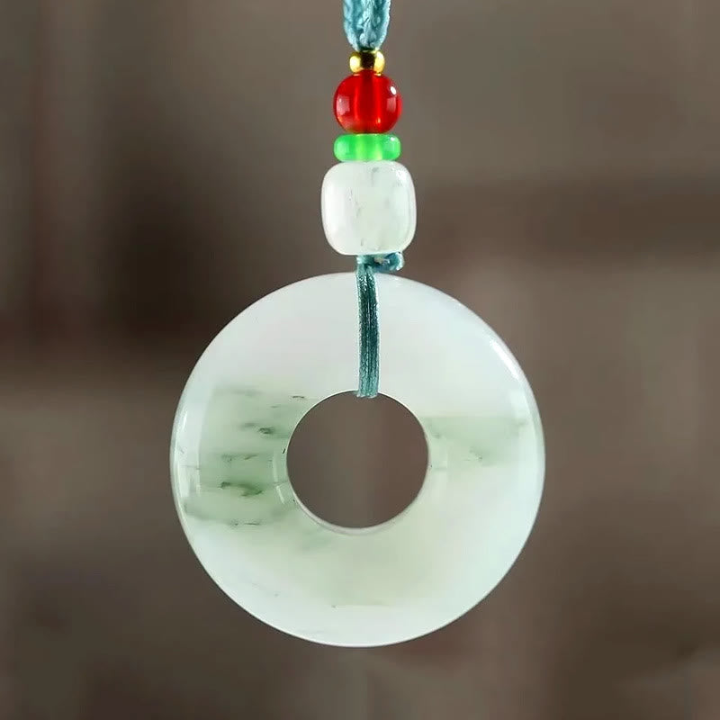 Natural Jade Peace Buckle Prosperity Necklace 45cm