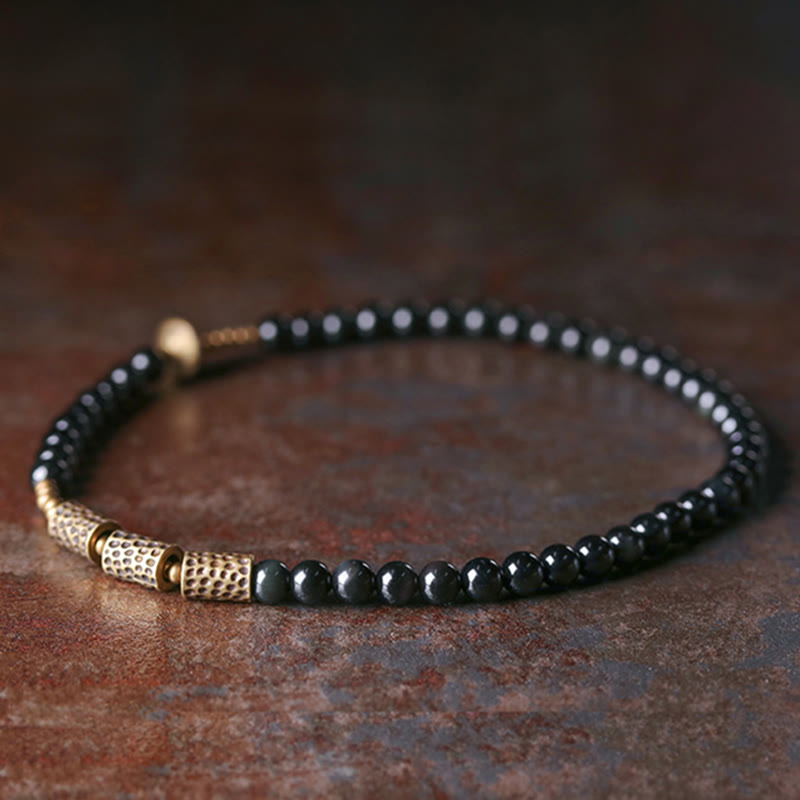 Rainbow Obsidian Copper Love Double Wrap Bracelet