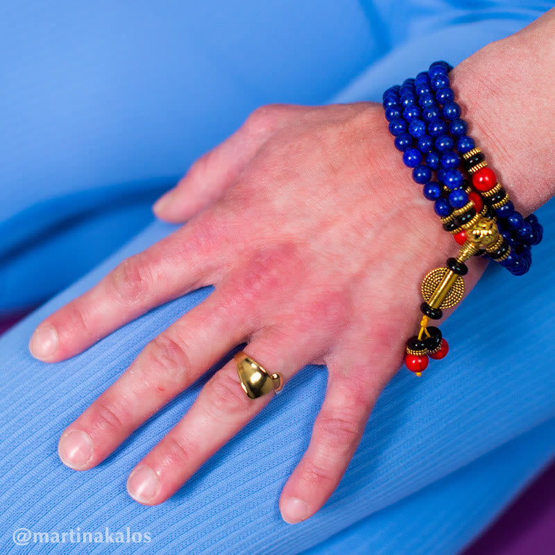 108 Beads Lapis Lazuli Positive Tibetan Mala Bracelet