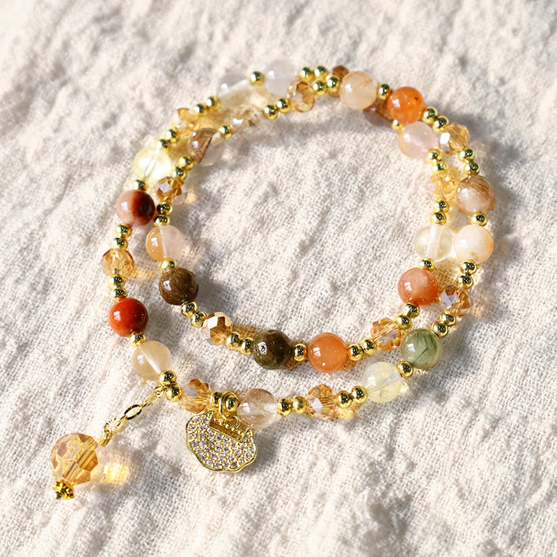 Rutilated Quartz Double Wrap Spiritual Growth Bracelet