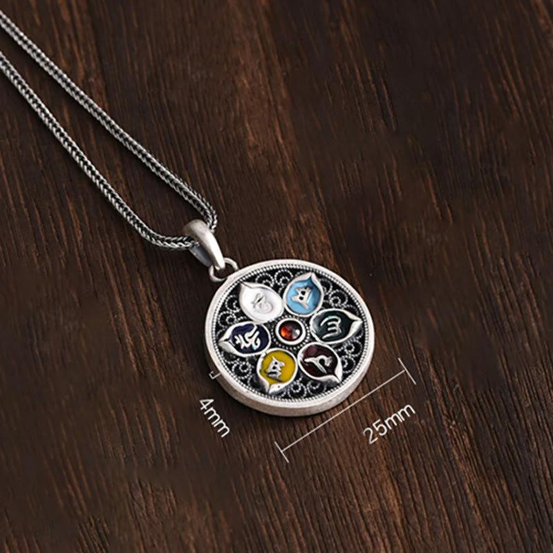 Om Mani Padme Hum Necklace | Copper Silver Tibetan Pendant