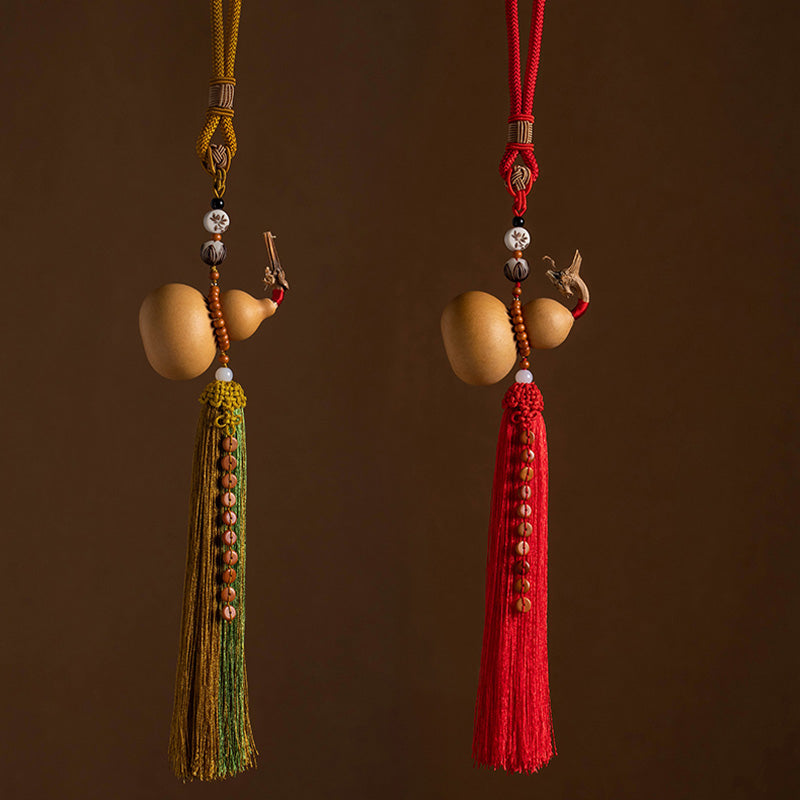 Feng Shui Five Emperor Coins Gourd Tassels 41cm Decoration