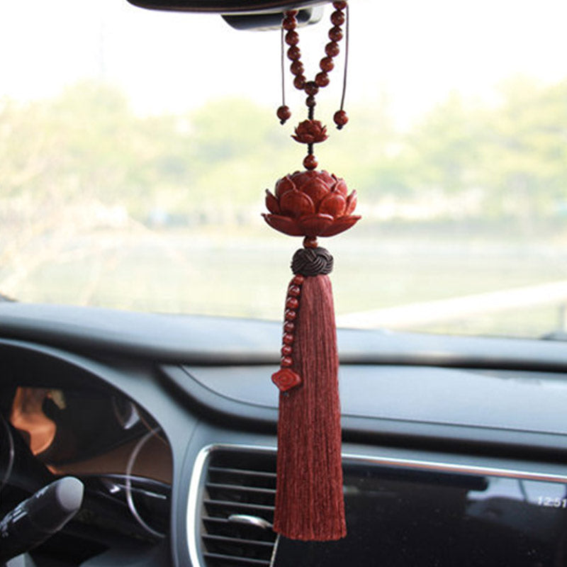 Small Leaf Red Sandalwood Zen Decor | Luck & Protection Tassel