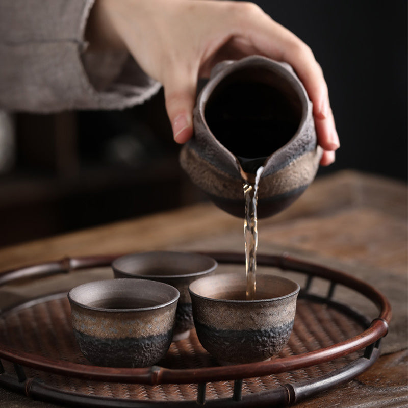 Striped Ceramic Teacup 80ml | Zen Decor Bowl