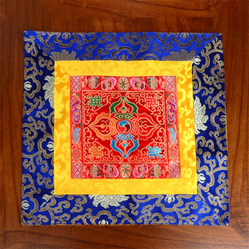 Meditation Prayer Altar Mat with Vajra and Auspicious Symbols