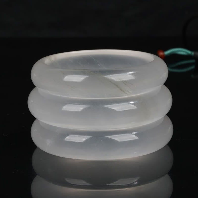 Golden Silk Jade Bracelet for Wealth and Luck, 58mm Bangle