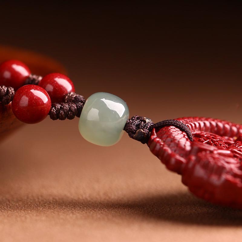 Year Of The Dragon Cinnabar Hetian Jade Necklace Pendant