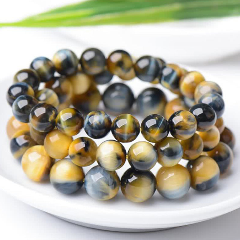 12mm Tiger Eye Courage Strength Protection Bracelet