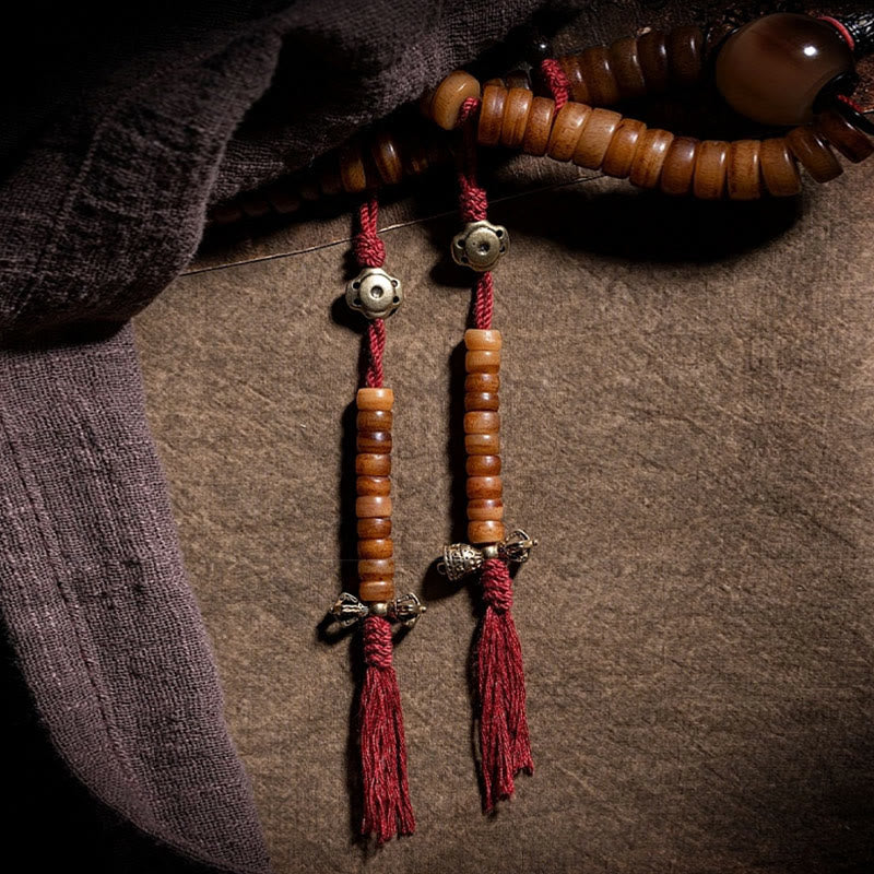 Tibetan Yak Bone 108-Bead Strength Mala Bracelet