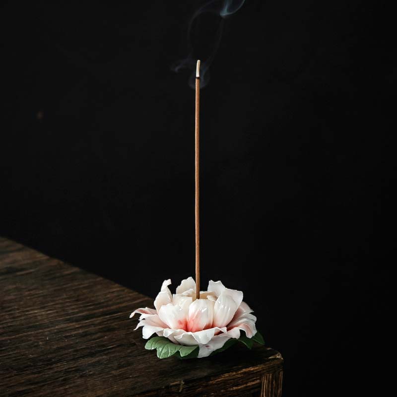 Tibetan Lotus Blessing Ceramic Stick Incense Holder