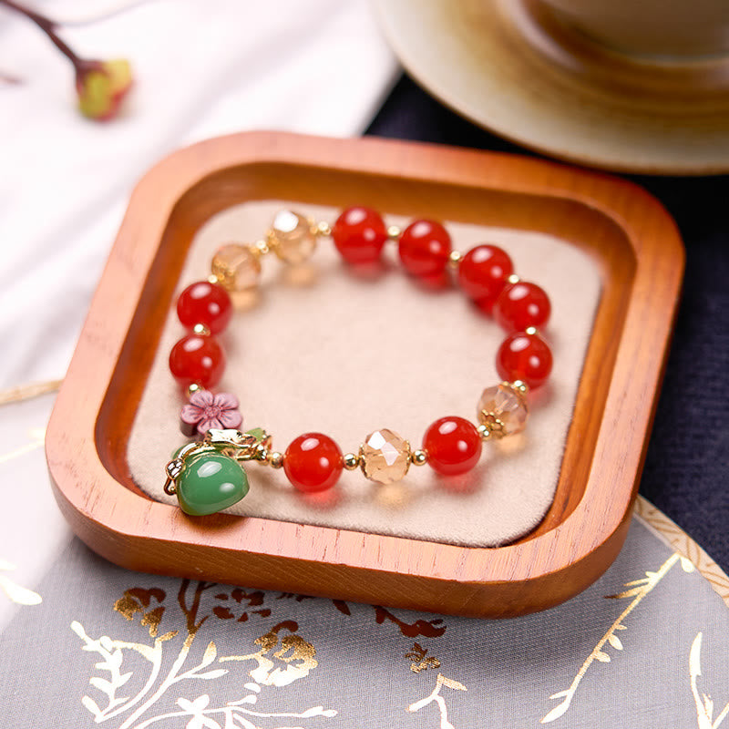 10mm Natural Red and Green Agate Confidence Bracelet