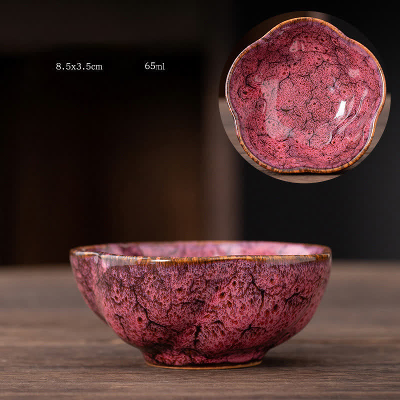 Peach Blossom Ceramic Teacup Beautiful Floral Tea Cup